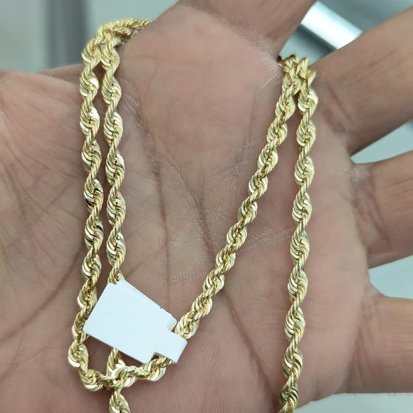 14kt Real Gold Rope Chain 4mm 20 Inch